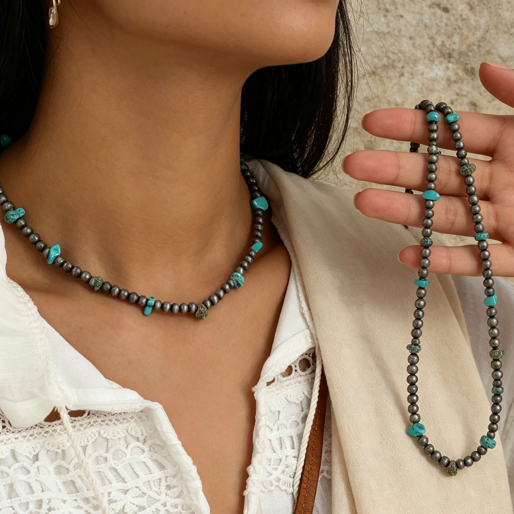 Ethnic Fashion Wear For Women - สร้อยคอผู้ชายสไตล์โบฮีเมียนประดับลูกปัด จี้หินธรรมชาติ เครื่องประดับฤดูร้อน สำหรับใส่ไปชายหาด ใช้ในชีวิตประจำวัน หรือเป็นของขวัญสำหรับงานปาร์ตี้