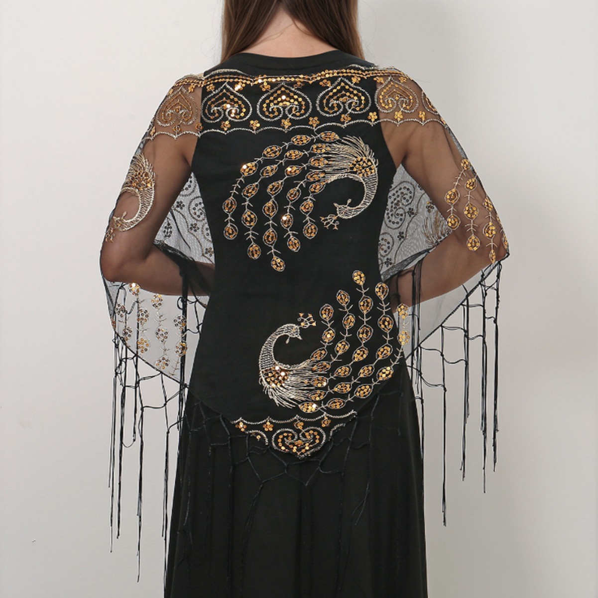 Ethnic Fashion Sale - ผ้าพันคอสามเหลี่ยมลายขนนกยูงสำหรับผู้หญิง ขายดีข้ามพรมแดน แฟชั่นอเนกประสงค์ ระบายอากาศได้ดี ป้องกันแสงแดด ผ้าคลุมบางเบา