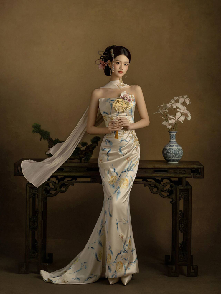 Ethnic Fashion Studio - ชุดแต่งงานสไตล์จีนแบบใหม่ปี 2026 สำหรับถ่ายภาพบุคคล ชุดแฟชั่นย้อนยุคสไตล์ชาติพันธุ์ เสื้อผ้าชาติพันธุ์สำหรับสุภาพสตรี