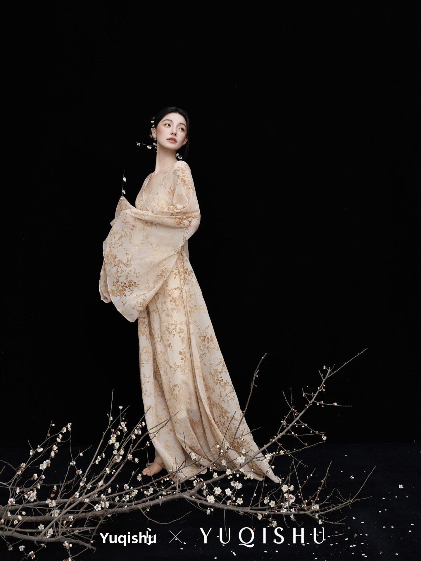 Ethnic Fashion Studio - ชุดถ่ายภาพศิลปะใหม่ โทนสีเย็น สไตล์จีน สำหรับถ่ายภาพในสตูดิโอ ชุดการแสดงแนวชาติพันธุ์ แฟชั่นสำหรับผู้หญิง
