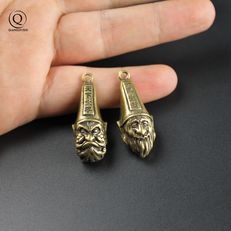Ethnic Fashion World - Vintage ทองเหลืองจีนพระเจ้า Keychain จี้เครื่องประดับ Lucky Weath