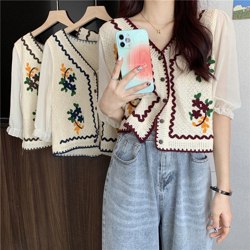 Ethnic Fashion Clothing - เสื้อคาร์ดิแกนปักลายสไตล์เกาหลี แฟชั่นผู้หญิง ฤดูใบไม้ผลิ ฤดูร้อน ฤดูใบไม้ร่วง เสื้อผ้าตามฤดูกาล