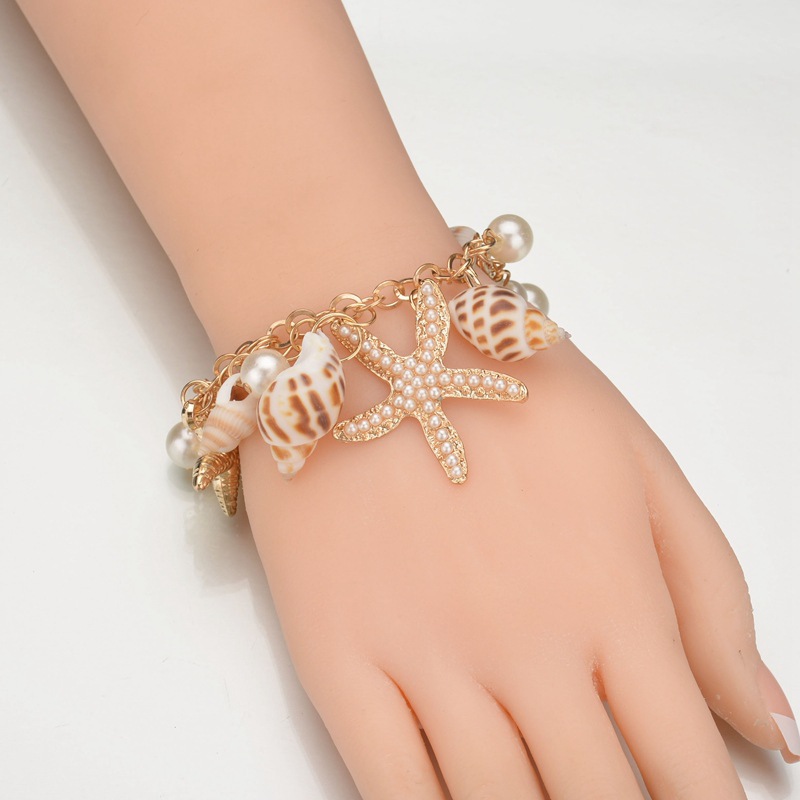 Ethnic Fashion Wear For Women - สร้อยข้อมือผู้หญิงสไตล์ชายหาดฤดูร้อน, เครื่องประดับกำไลข้อมือรูปเปลือกหอยปลาดาวสำหรับสาวๆ สวมใส่ทุกวัน