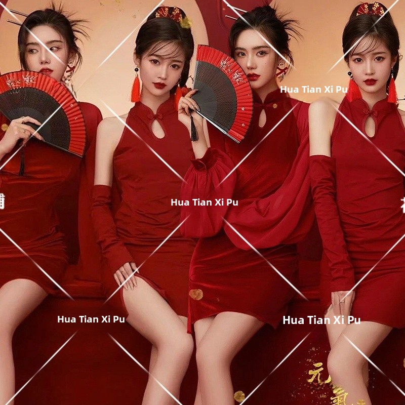 Ethnic Fashion Clothing - สตูดิโอถ่ายภาพวินเทจปีใหม่ แฟชั่น ภาพถ่ายเพื่อนสนิท เสื้อผ้าแนวชาติพันธุ์ แนวโน้มใหม่ สาวรุ่นใหม่