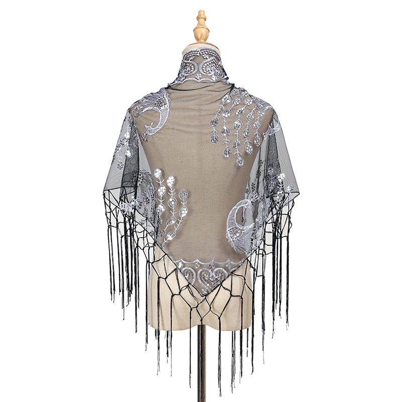 ผ้าพันคอสามเหลี่ยมลายขนนกยูงสำ - Ethnic Fashion Sale บทวิจารณ์และราคา