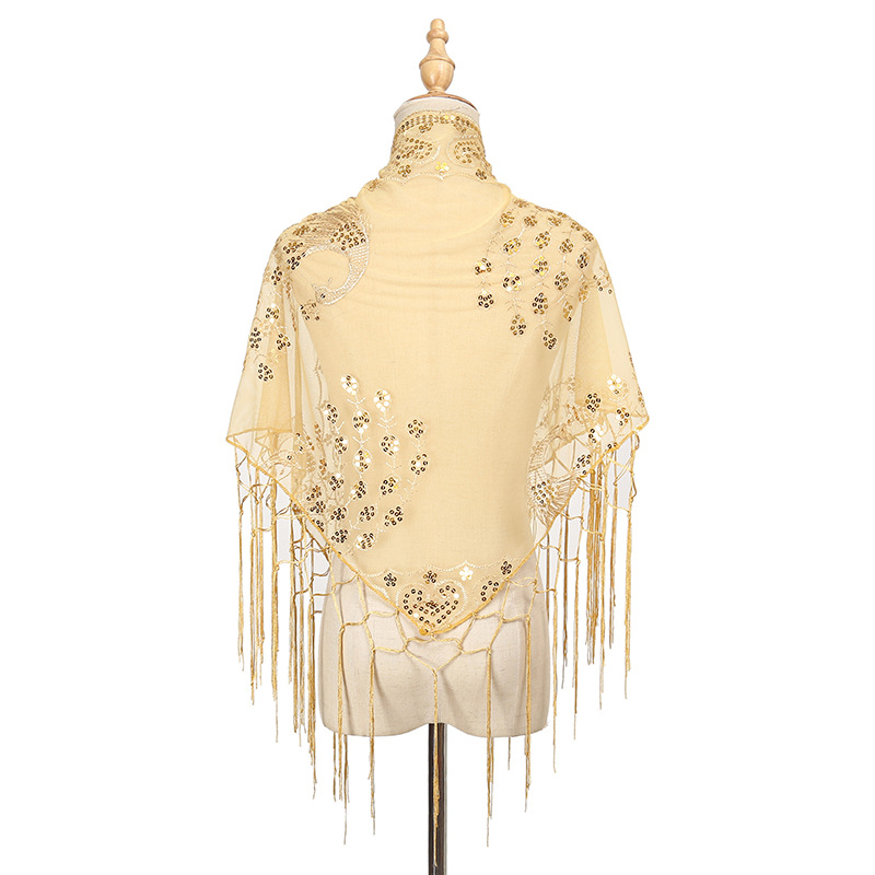 ผ้าพันคอสามเหลี่ยมลายขนนกยูงสำ - Ethnic Fashion Sale บทวิจารณ์และราคา