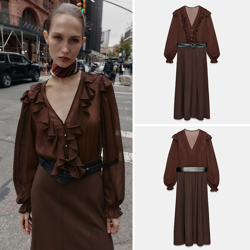 เดรสยาวแขนยาวคอวีทรงสวยหรู  แฟ - Ethnic Fashion Wear For Women บทวิจารณ์และราคา