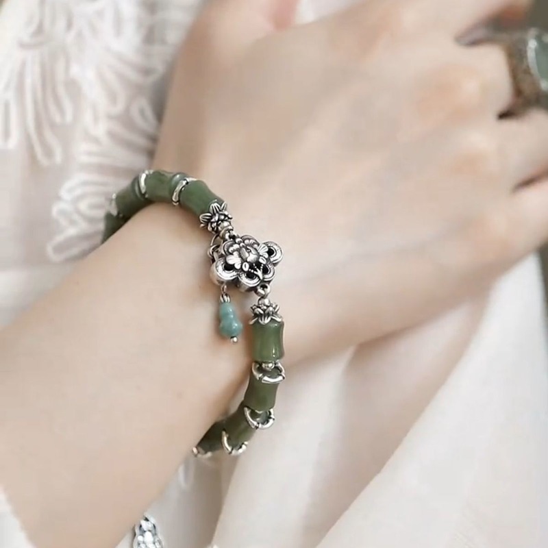 สร้อยข้อมือไม้ไผ่สไตล์จีนโบราณ - Ethnic Fashion Wear For Women บทวิจารณ์และราคา